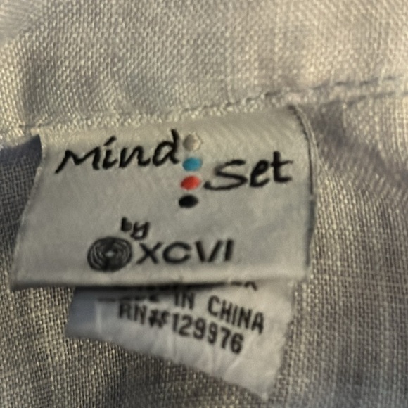 Mind Set by XCVI 100% linen zip blue top light jacket blouse Sz M - Picture 11 of 12